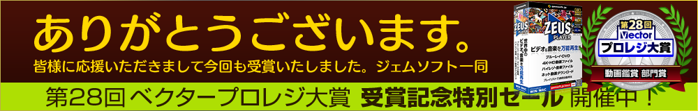 第28回ベクタープロレジ大賞 で ZEUS PLAYER が見事受賞